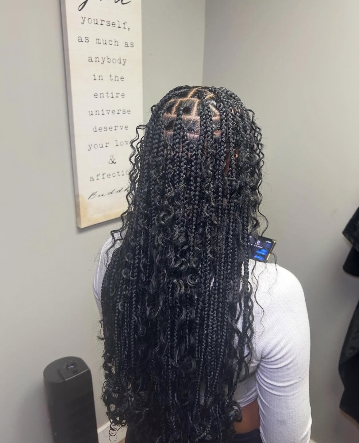 S- Medium Knotless Braids with Boho Hair